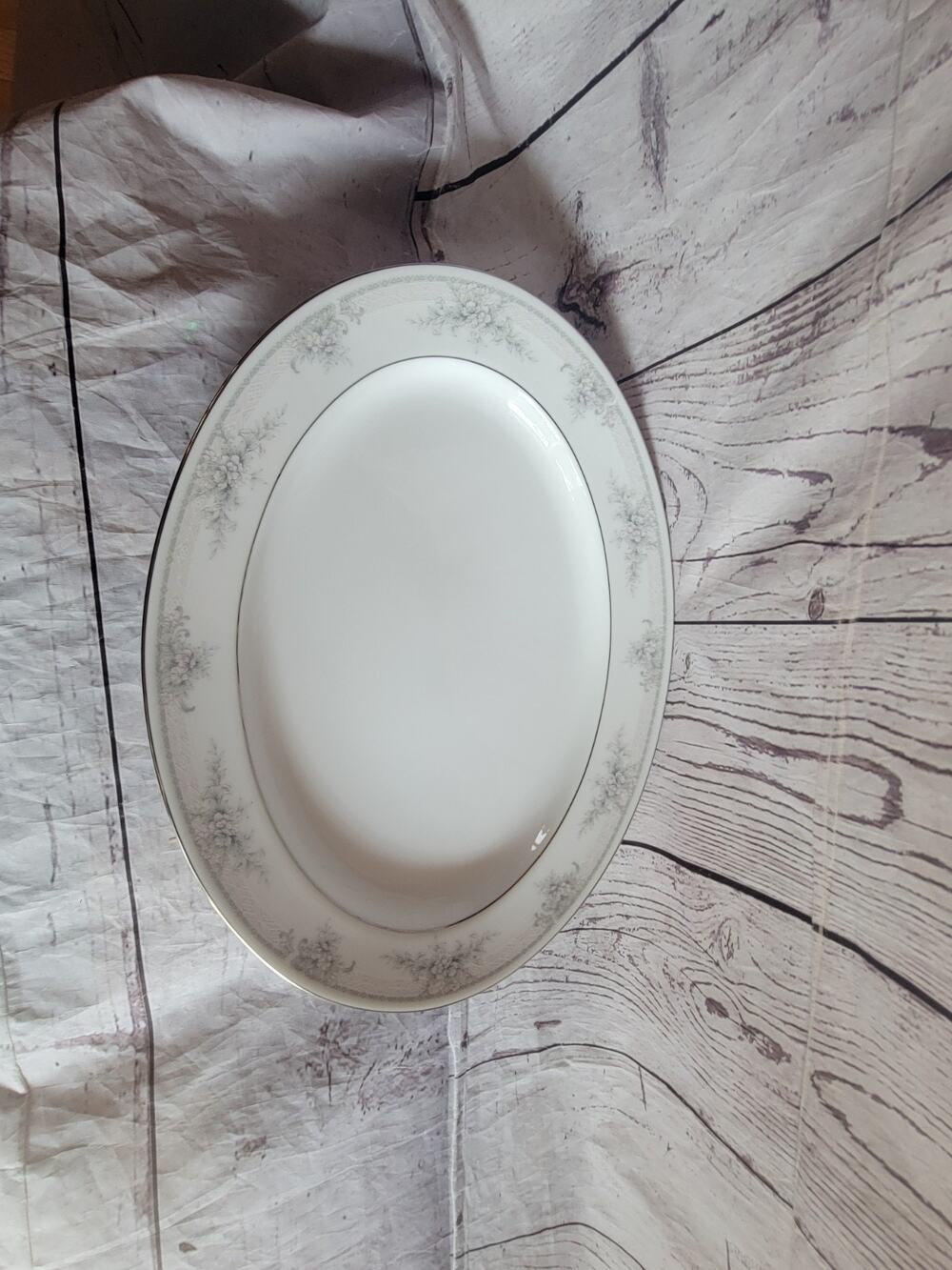 Noritake China Sweet Leilani Serving Platter #3482 White Porcelain Platter
